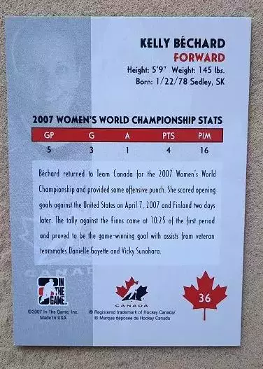 НХЛ Келли Бечард Канада № 36 1