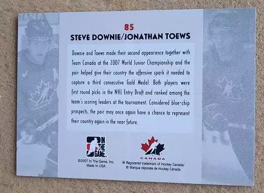 НХЛ Стив Дауни Джонатан Тэйвз Канада № 85 1