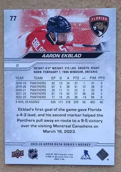 НХЛ Аарон Экблад Флорида Пантерз № 77 1