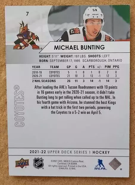 НХЛ Майкл Бантинг Аризона Койотис № 7 1