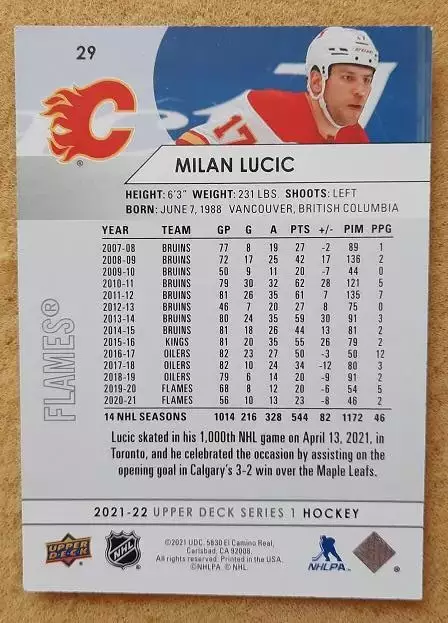 НХЛ Милан Лучич Калгари Флэймз № 29 1