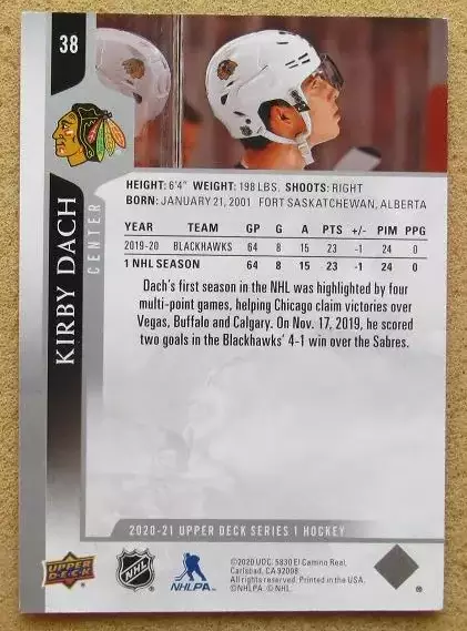 НХЛ Кирби Дак Чикаго Блэкхокс № 38 1