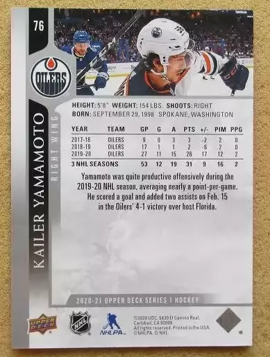 НХЛ Кайлер Ямамото Эдмонтон Ойлерз № 76 1