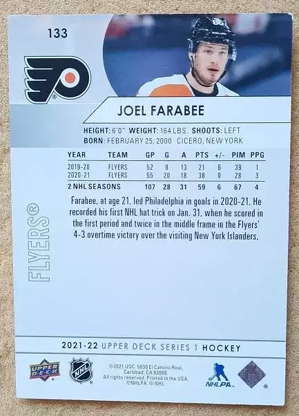 НХЛ Джоэл Фараби Филадельфия Флайерз № 133 1