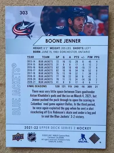 НХЛ Бун Дженнер Коламбус Блю Джекетс № 303 1