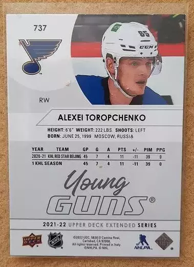 НХЛ Алексей Торопченко Сен-Луис Блюз Балашиха № 737 1