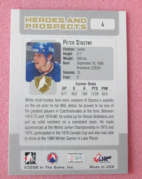 НХЛ Петер Штястны Чехословакия № 4 1