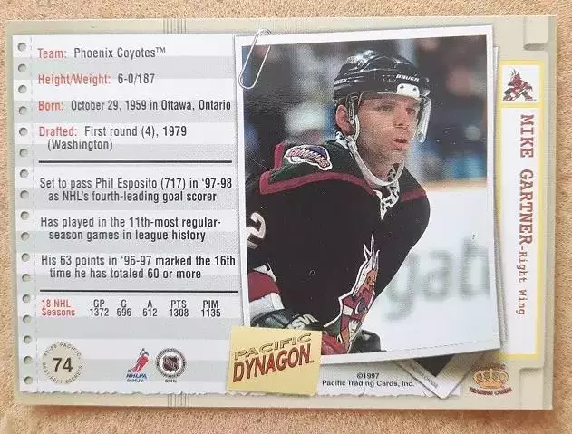 НХЛ Майк Гартнер Финикс Койотис № 74 1