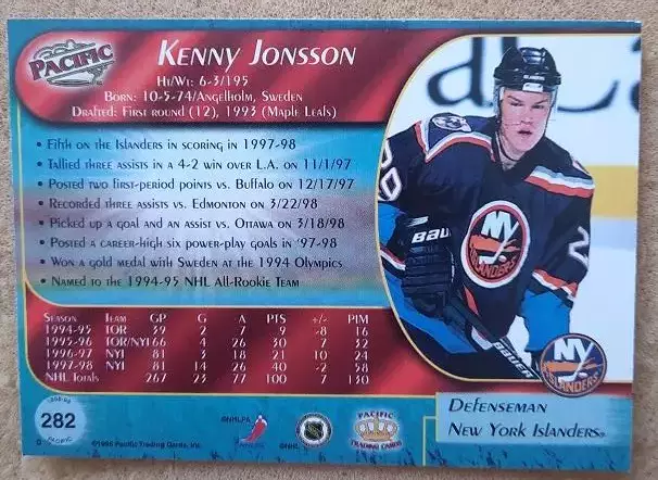 НХЛ Кенни Джонсон Нью-Йорк Айлендерс № 282 1