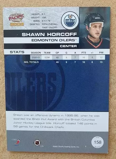 НХЛ Шон Хоркофф Эдмонтон Ойлерз № 158 1