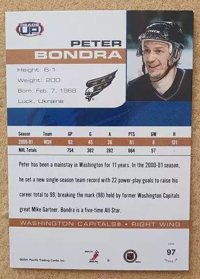 НХЛ Петер Бондра Вашингтон Кэпиталз № 97 1