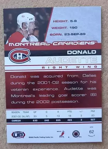 НХЛ Дональд Одетт Монреаль Канадиенс № 62 1