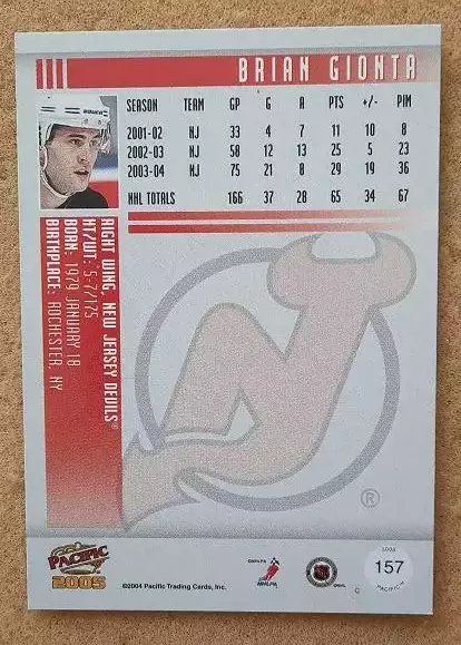 НХЛ Брайан Джионта Нью-Джерси Дэвилз № 157 1