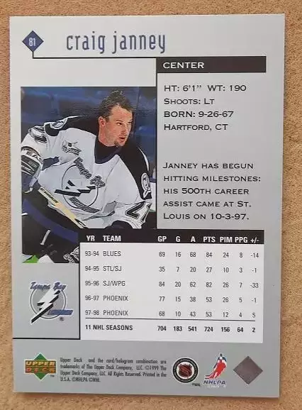 НХЛ Крейг Дженни Тампа Бэй Лайтнинг № 81 1