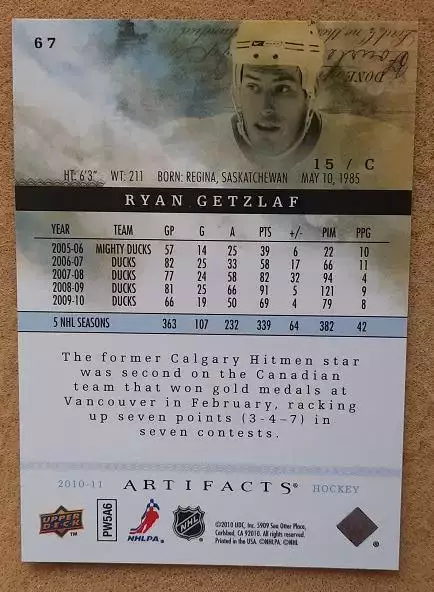 НХЛ Райан Гецлаф Анахайм Дакс № 67 1