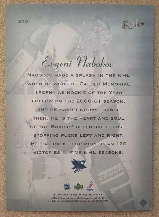 НХЛ Евгений Набоков Сан-Хосе Шаркс Динамо Москва Магнитогорск 210 автограф джумб 1