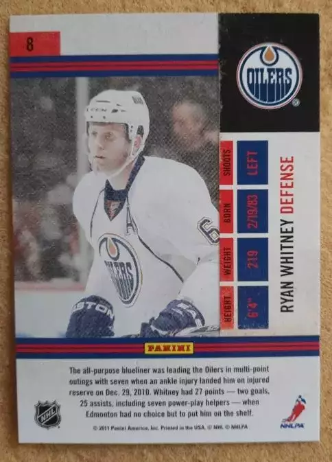 НХЛ Райан Уитни Эдмонтон Ойлерз № 8 1