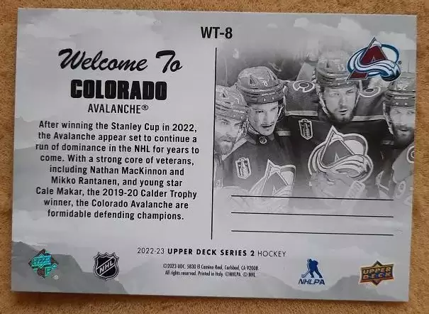 НХЛ Колорадо Эвеланш № WT - 8 1