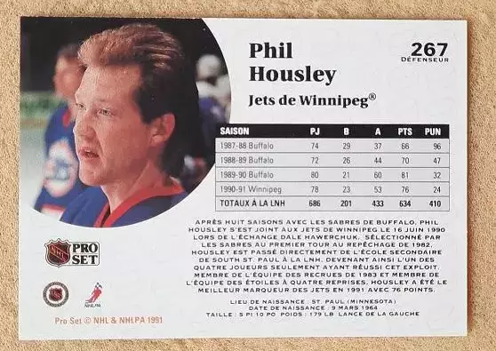 НХЛ Фил Хаусли Виннипег Джетс № 267 френч 1