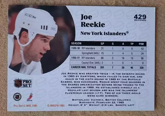 НХЛ Джо Риики Нью-Йорк Айлендерс № 429 1