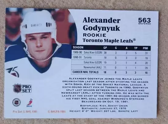 НХЛ Александр Годынюк Торонто Мэйпл Лифс Сокол Киев Красноярск № 563 1
