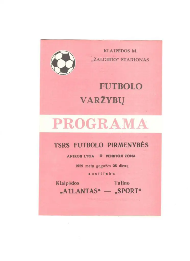 Атлантас Клайпеда - Спорт Таллин 25.05.1989 кр
