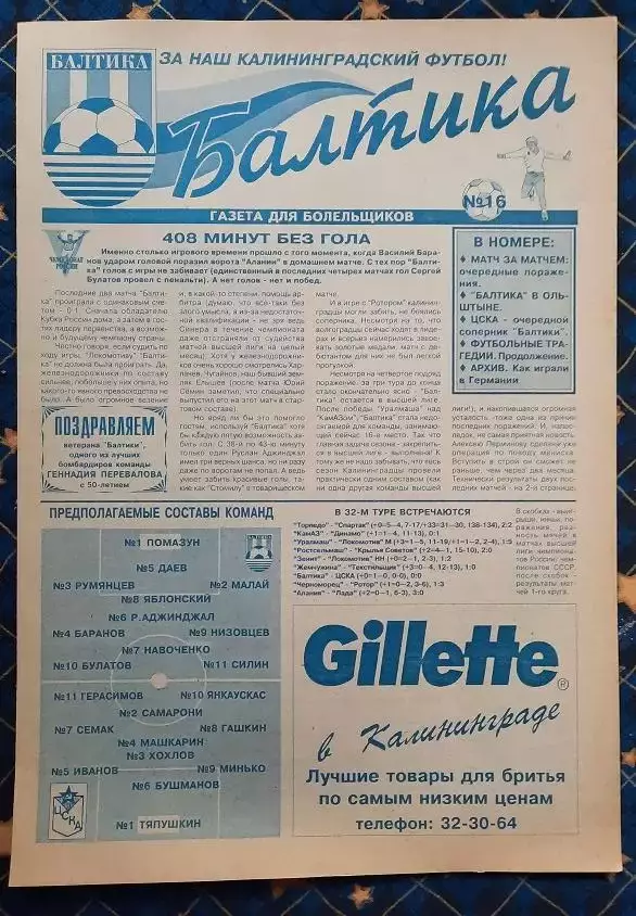 Балтика Калининград - ЦСКА Москва 19.10.1996