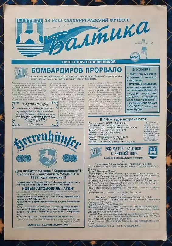 Балтика Калининград - Зенит Санкт-Петербург 18.06.1997