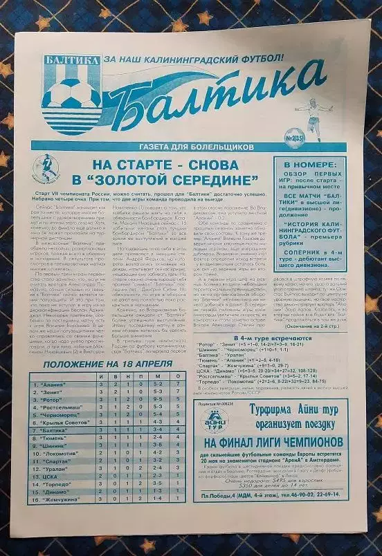 Балтика Калининград - Уралан Элиста 18.04.1998