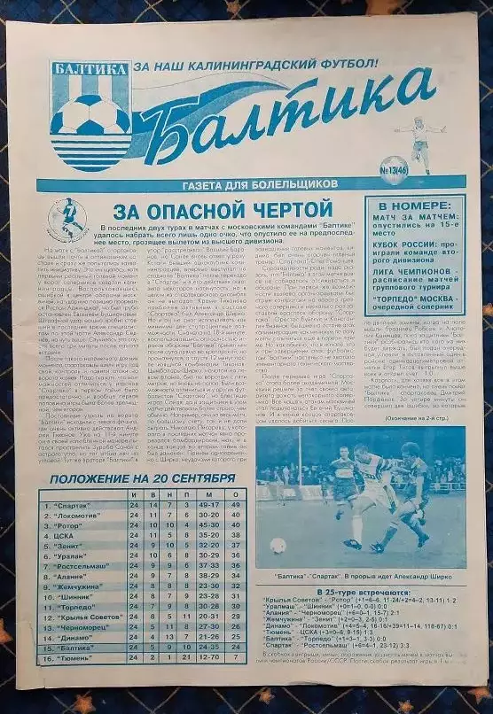 Балтика Калининград - Торпедо Москва 20.09.1998