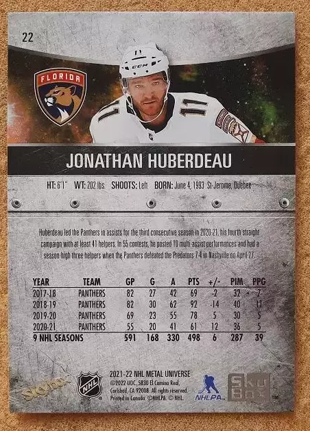 НХЛ Джонатан Юбердо Флорида Пантерз № 22 1