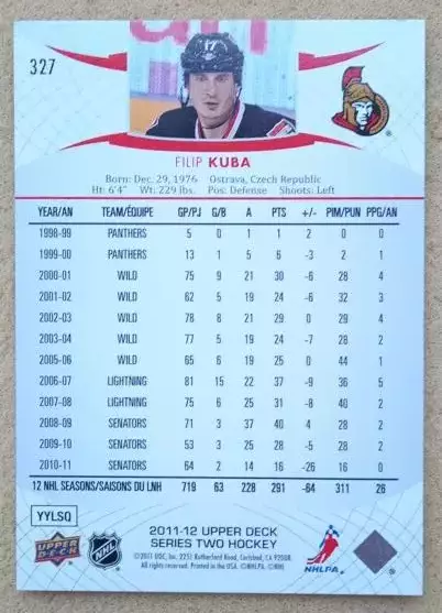 НХЛ Филип Куба Оттава Сенаторз № 327 1