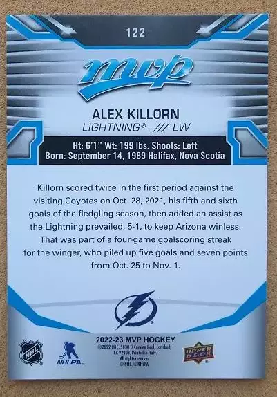 НХЛ Алекс Киллорн Тампа Бэй Лайтнинг № 122 1