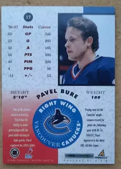 НХЛ Павел Буре Ванкувер Кэнакс ЦСКА Спартак Москва № 17 1