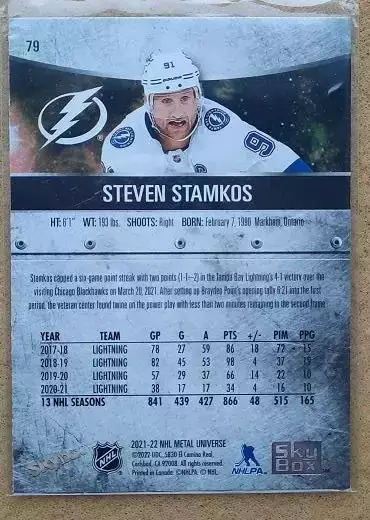 НХЛ Стивен Стэмкос Тампа Бэй Лайтнинг № 79 1