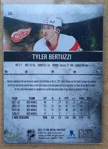 НХЛ Тайлер Бертуцци Детройт Ред Уингз № 98 1