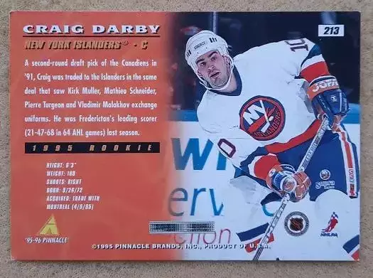 НХЛ Крейг Дарби Нью-Йорк Айлендерс № 213 1