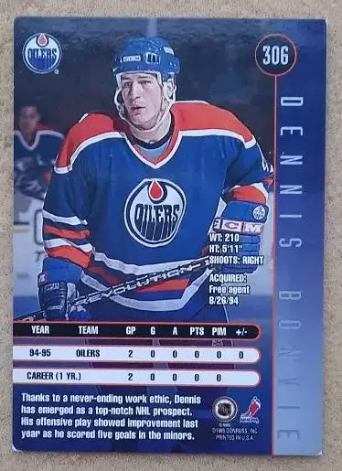 НХЛ Денни Бонви Эдмонтон Ойлерз № 306 1