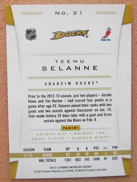 НХЛ Теему Селянне Анахайм Дакс № 21 1