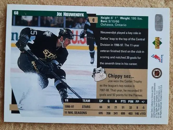 НХЛ Джо Ньювендайк Даллас Старз № 68 1
