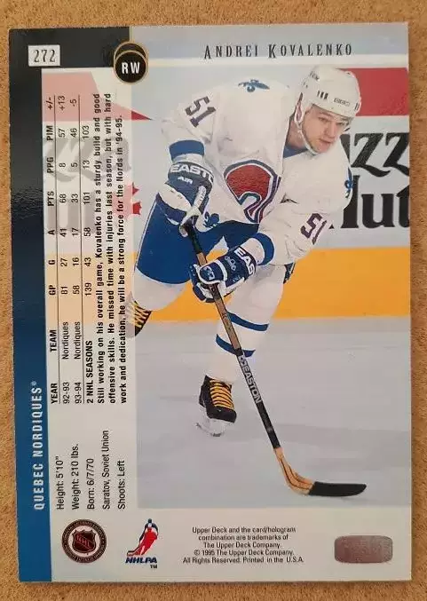 НХЛ Андрей Коваленко Квебек Нордикс Горький Калинин Москва Тольятти Ярославл 272 1