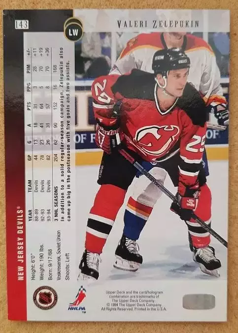НХЛ Валерий Зелепукин Нью-Джерси Дэвилз Воскресенск ЦСКА Казань СКА № 143 1