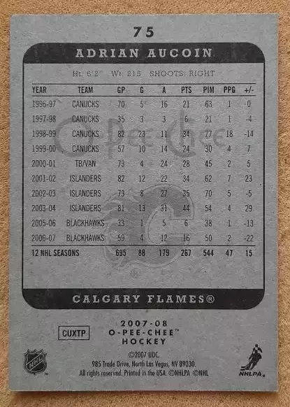 НХЛ Эдриан Окойн Калгари Флэймз № 75 1