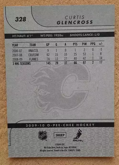 НХЛ Кертис Гленкросс Калгари Флэймз № 328 1