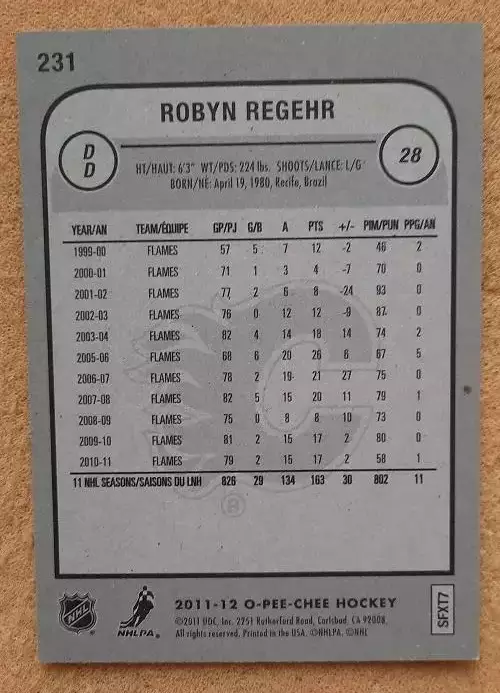 НХЛ Робин Регер Калгари Флэймз № 231 1