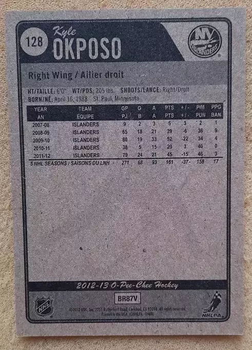 НХЛ Кайл Окпосо Нью-Йорк Айлендерс № 128 1