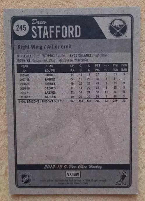 НХЛ Дрю Стэффорд Баффало Сейбрз № 245 1