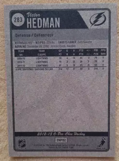 НХЛ Виктор Хедман Тампа Бэй Лайтнинг Барыс № 283 1