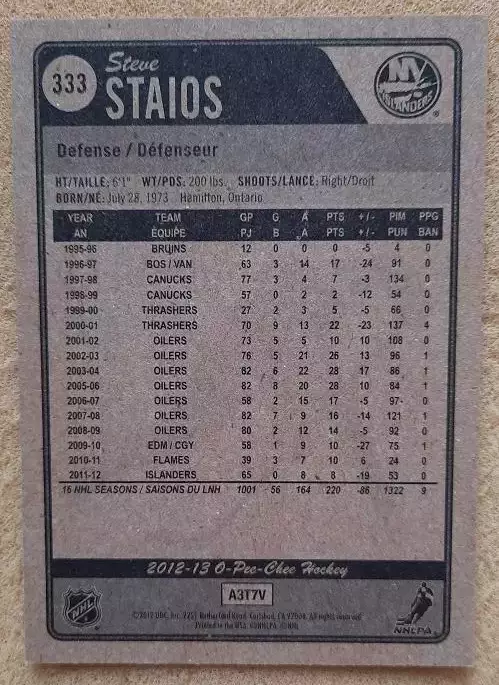 НХЛ Стив Стэйос Нью-Йорк Айлендерс № 333 1