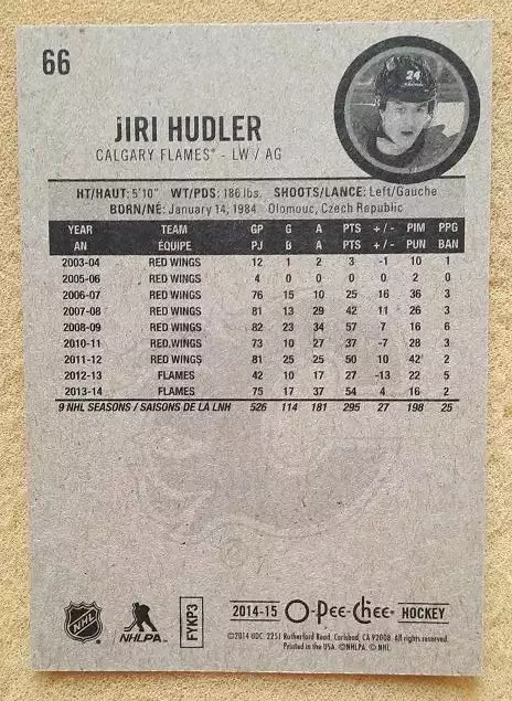 НХЛ Иржи Гудлер Калгари Флэймз № 66 1